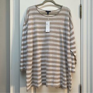 Eileen Fisher Striped Linen Cotton Knit  Crewneck Tunic in 2X